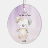 Baby's Eerste Kerst Koala Beer Gepersonaliseerd Keramisch Ornament (Links)