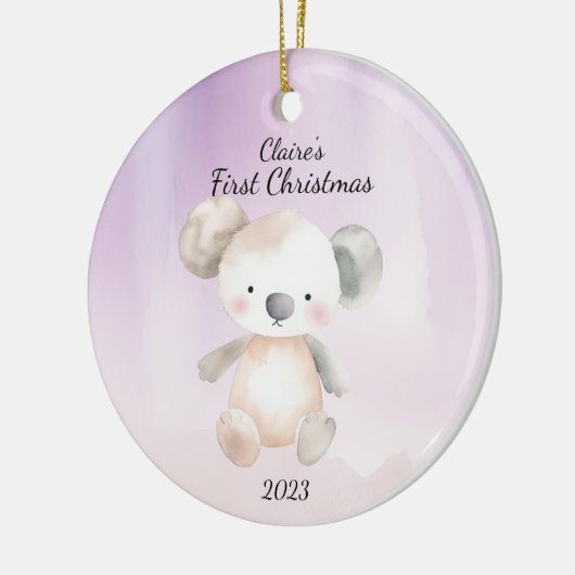 Baby's Eerste Kerst Koala Beer Gepersonaliseerd Keramisch Ornament (Links)