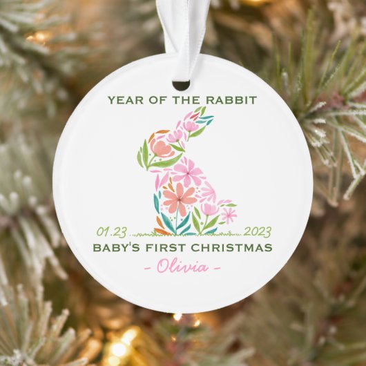 Baby's eerste kerst Lunar Nieuwjaar Konijn Ornament (Boom)