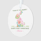 Baby's eerste kerst Lunar Nieuwjaar Konijn Ornament (voorkant)