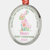 Baby's eerste kerst maanjaar van het konijn metalen ornament (Links)