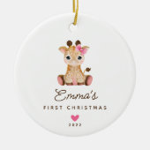 Baby's eerste kerst meisje giraffe keramisch ornament (Voorkant)