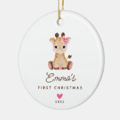 Baby's eerste kerst meisje giraffe keramisch ornament (Links)