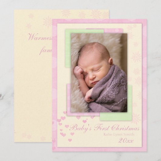Baby's eerste kerst (meisje) Kaart (Voorkant / Achterkant)