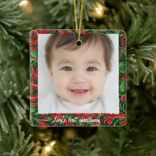 Baby's eerste kerst met naam keramisch ornament (Boom)