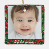 Baby's eerste kerst met naam keramisch ornament (Voorkant)
