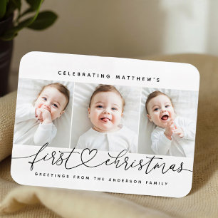 Baby's eerste kerst Mis Modern Eenvoudig 3 foto Magneet