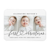 Baby's eerste kerst Mis Modern Eenvoudig 3 foto Magneet (Horizontaal)