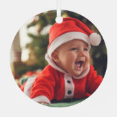 Baby's eerste kerst Mistletoe krans en foto Metalen Ornament (Achterkant)