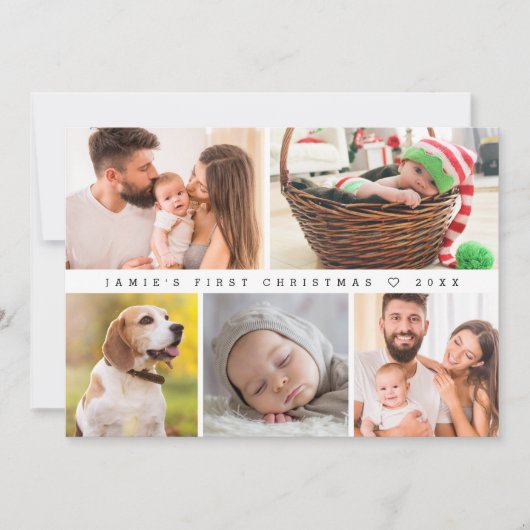 Baby's eerste kerst moderne aangepaste foto gelukk feestdagenkaart (Voorkant)
