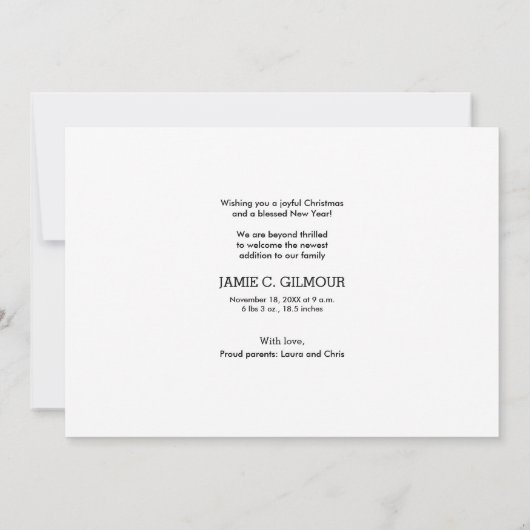 Baby's eerste kerst moderne aangepaste foto gelukk feestdagenkaart (Achterkant)