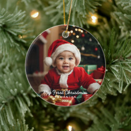 Baby's eerste kerst moderne foto Ornament