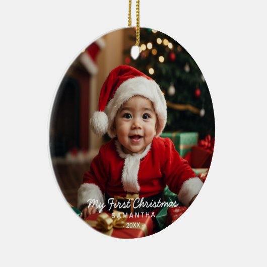 Baby's eerste kerst moderne foto Ornament (Rechts)