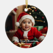 Baby's eerste kerst moderne foto Ornament (Voorkant)