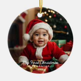 Baby's eerste kerst moderne foto Ornament