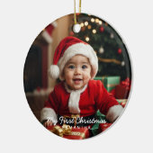 Baby's eerste kerst moderne foto Ornament (Links)