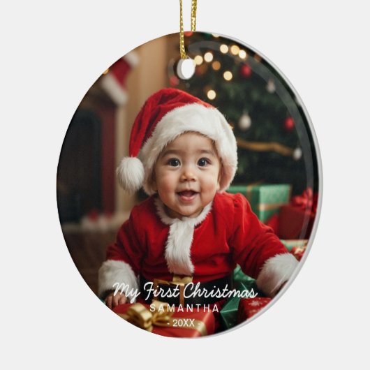 Baby's eerste kerst moderne foto Ornament (Links)