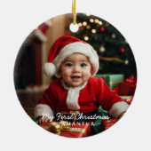 Baby's eerste kerst moderne foto Ornament (Achterkant)