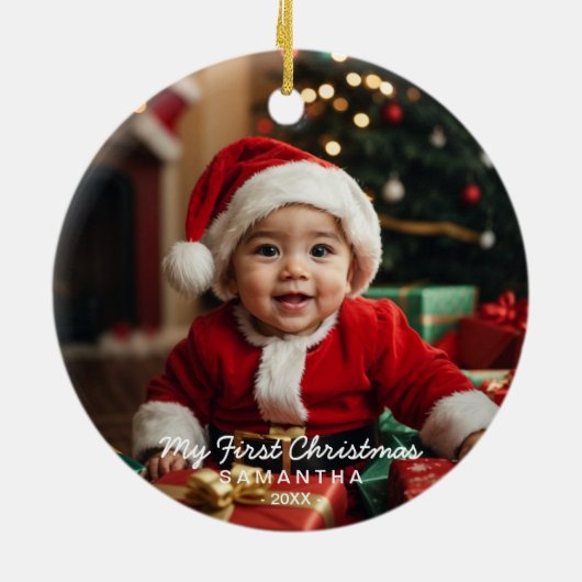 Baby's eerste kerst moderne foto Ornament (Achterkant)