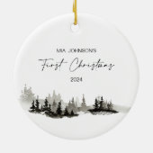 Baby's Eerste Kerst Monochroom Winter Ornament (Achterkant)