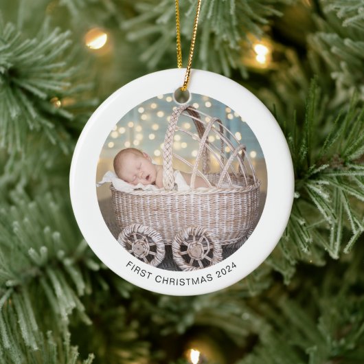 Baby's Eerste Kerst Monochroom Winter Ornament (Boom)