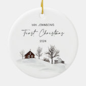 Baby's Eerste Kerst Monochroom Winter Ornament (Achterkant)