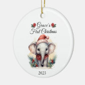 Baby's eerste kerst olifant keramisch ornament (Links)