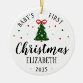 Baby's eerste kerst ornament 2025 rood en groen (Voorkant)