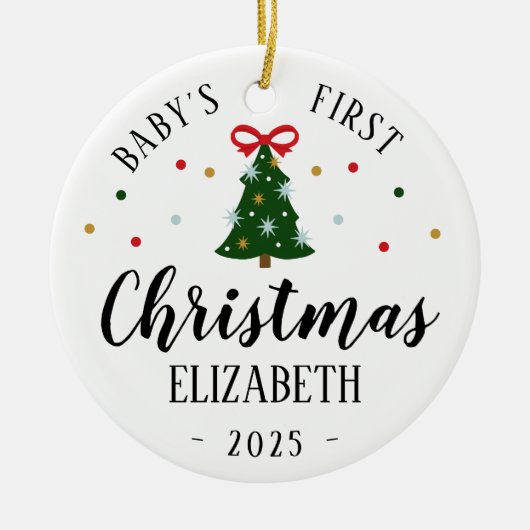 Baby's eerste kerst ornament 2025 rood en groen (Voorkant)