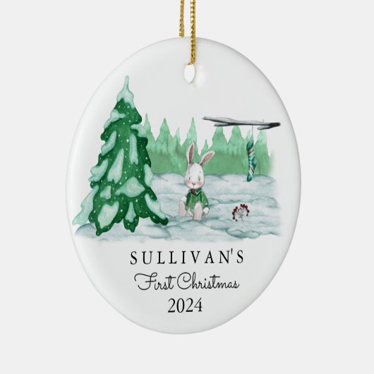 Baby's eerste kerst Ornament | Aangepaste naamdatu (Rechts)