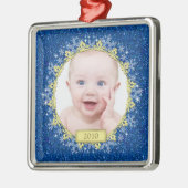Baby's eerste kerst Ornament | Blauwe sneeuwvlokke (Links)