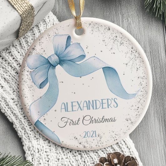 Baby's eerste kerst Ornament Bow Boy