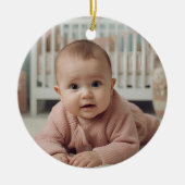 Baby's Eerste Kerst Ornament – Gepersonaliseerd (Voorkant)