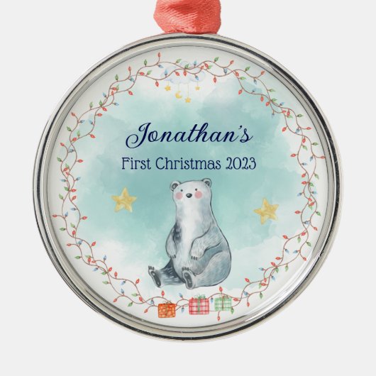 Baby's Eerste Kerst Ornament Gepersonaliseerde Gif (Voorkant)