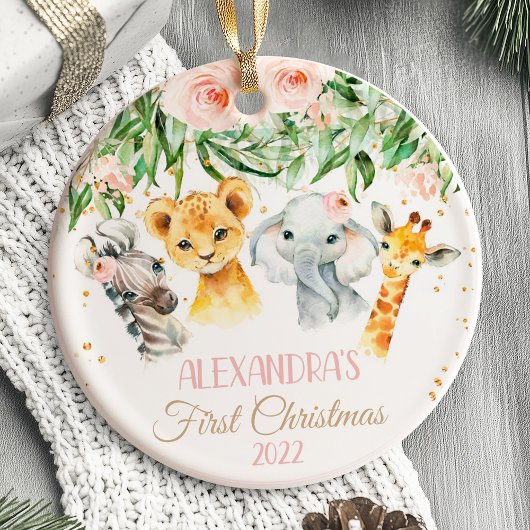 Baby's Eerste Kerst Ornament Meisje Safaridier