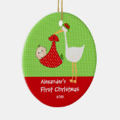 Baby's Eerste Kerst Ornament Mooie Ooievaar (Rechts)