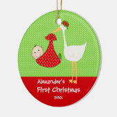 Baby's Eerste Kerst Ornament Mooie Ooievaar (Links)