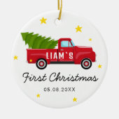 Baby's eerste kerst Ornament - Red Truck & Tree (Voorkant)