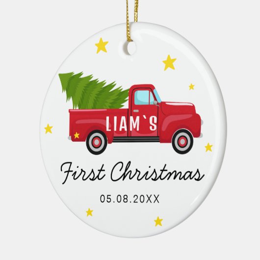 Baby's eerste kerst Ornament - Red Truck & Tree (Links)