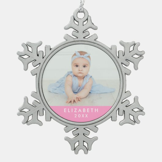 Baby's eerste kerst Ornament roze (Voorkant)