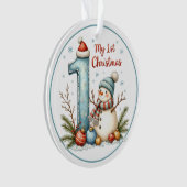 Baby's Eerste Kerst Ornament – Sneeuwman Aandenken (voorkant)