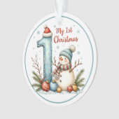 Baby's Eerste Kerst Ornament – Sneeuwman Aandenken (voorkant)