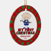 Baby's Eerste Kerst Ornament Stokfiguur Jongen (Rechts)