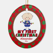 Baby's Eerste Kerst Ornament Stokfiguur Jongen (Links)