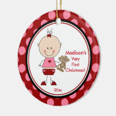 Baby's Eerste Kerst Ornament Stokfiguur Meisje (Links)