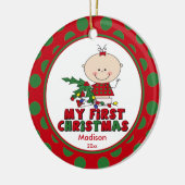 Baby's Eerste Kerst Ornament Stokfiguur Meisje (Links)