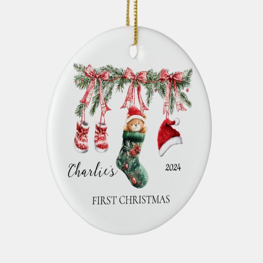 Baby's eerste kerst Ornament - Teddy Bear (Rechts)