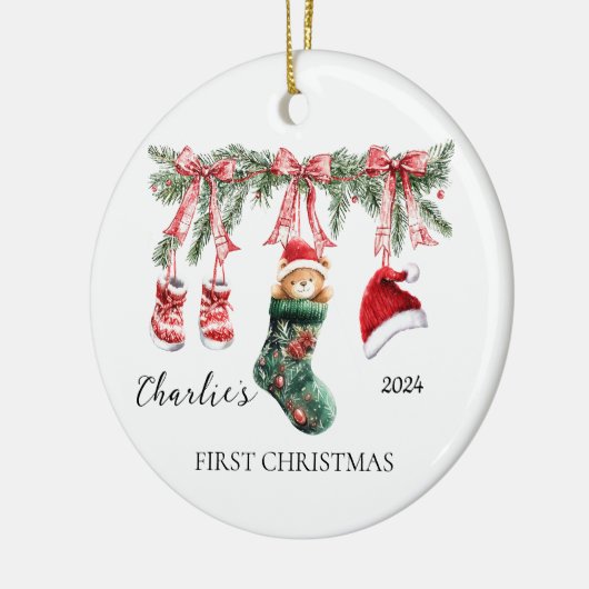 Baby's eerste kerst Ornament - Teddy Bear (Links)