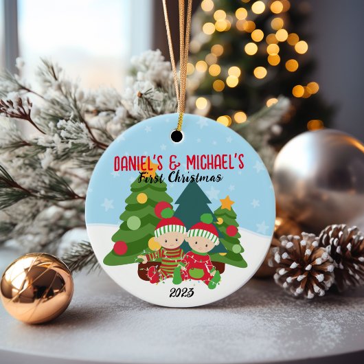 🎄Baby's eerste kerst Ornament - Twin Boys