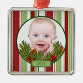 Baby's Eerste Kerst Ornament - Vierkante Vorm (Voorkant)